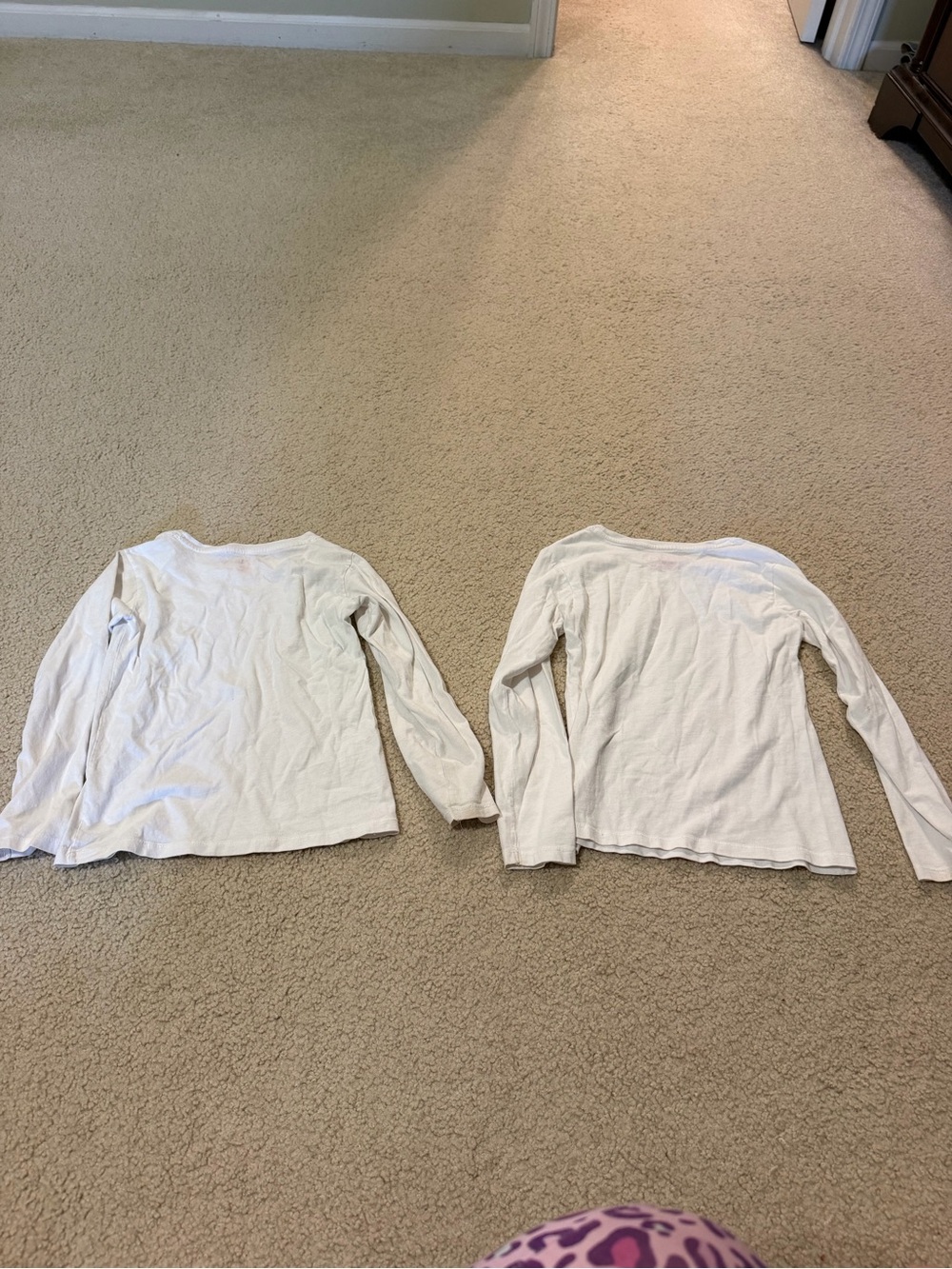 Bundle of 2- S Hanes Girl’s Long Sleeve Tee Shirts Solid White